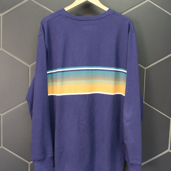 ~Used! Men's Supreme Shadow Stripe L/S Top "Navy" Size XL Hype Streetwear - Picture 2 of 5